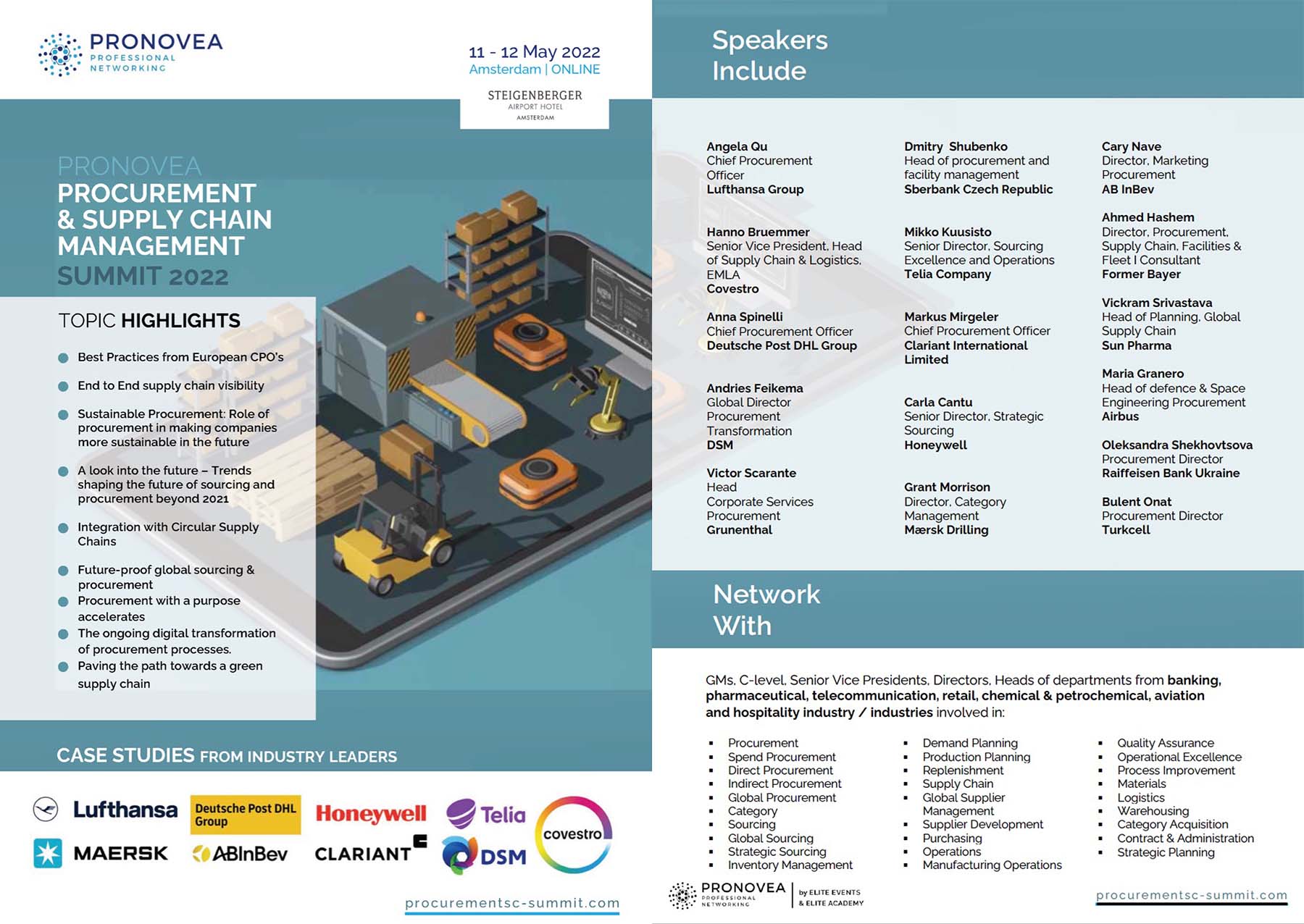 PRONOVEA Procurement & Supply Chain Management Summit 2022 agenda page